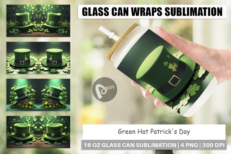 Glass Can Wraps Hat Patrick's Day