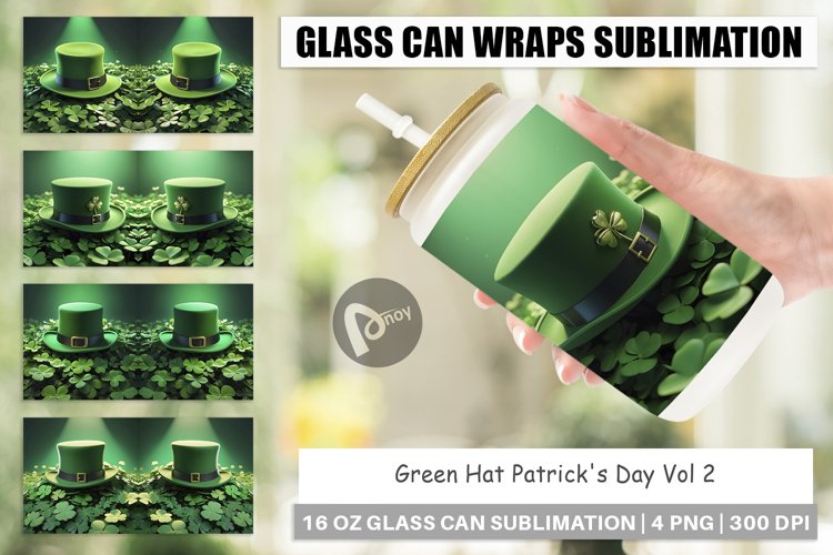Glass Can Wraps Hat Patrick's Day