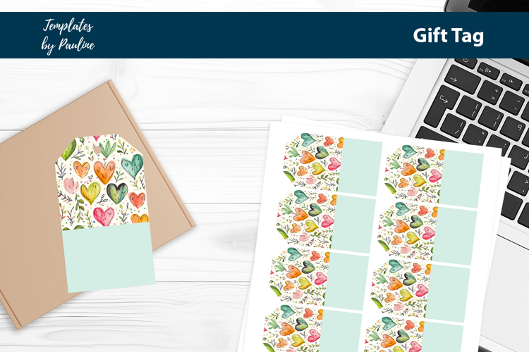 Green Heart Gift Tag Sheet, Printable Heart Product Label