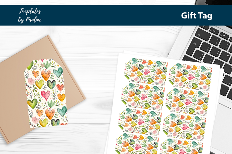 Green Heart Gift Tag Sheet, Printable Heart Product Label