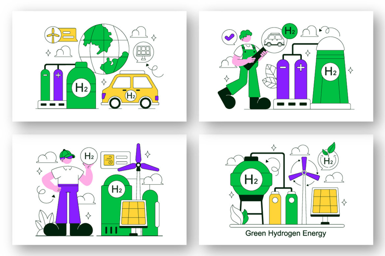 10 Green Hydrogen Energy Illustration
