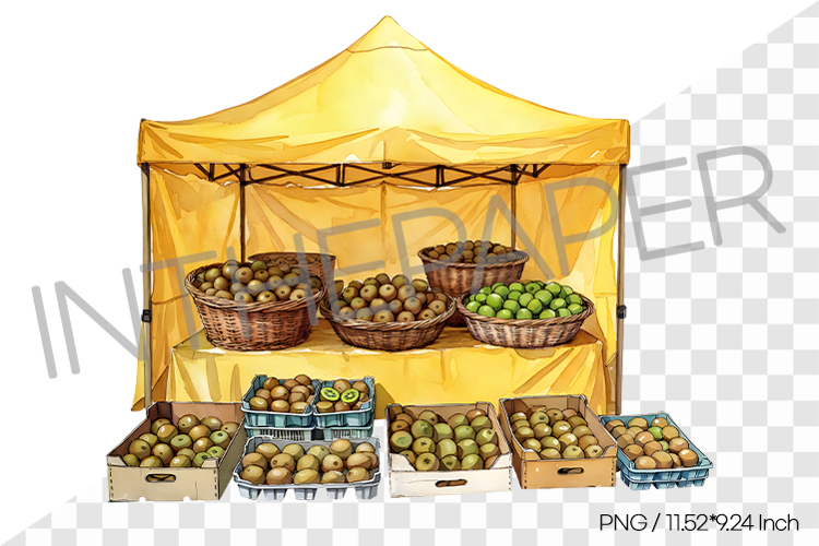 Green Kiwis for Sale Market Stand PNG Clipart Fruit Illust