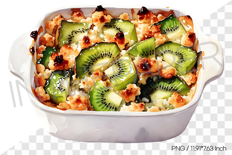 Green kiwi crumble PNG Clipart Watercolor Dessert Illust