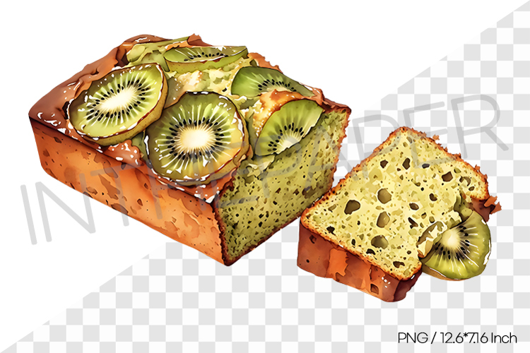 Green kiwi pound cake PNG Clipart Watercolor Dessert Illust