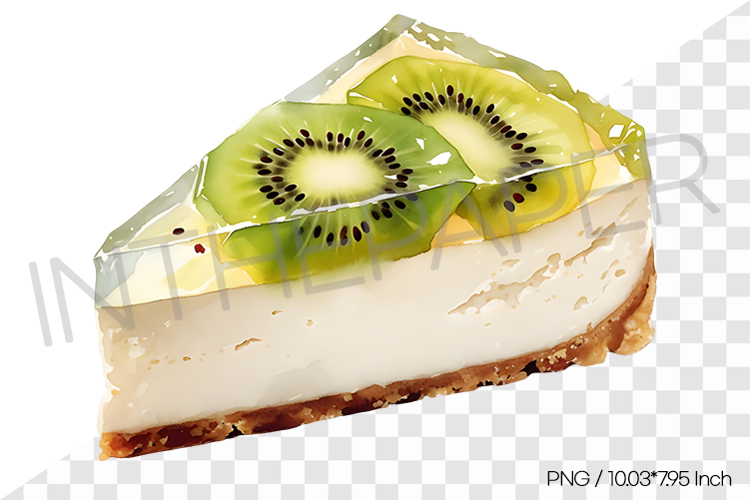 Green kiwi slice cheesecake PNG Clipart Watercolor Dessert