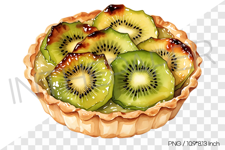 Green kiwi tart PNG Clipart Watercolor Dessert Illustration