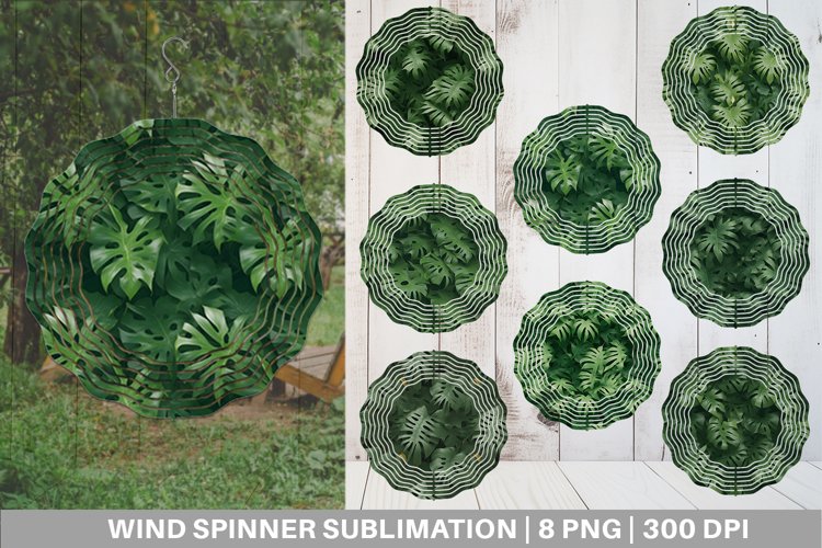 Green Leaf Background Wind Spinner | Sublimation Spinner Des