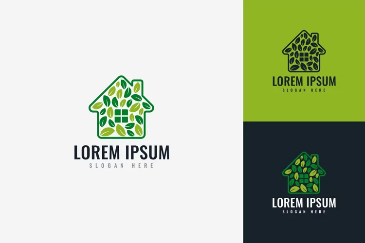 Green Leaves House Logo Template