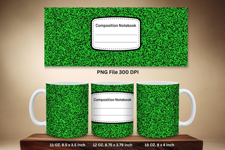 11oz & 15oz Mug Composition Book Design Teacher School Theme
