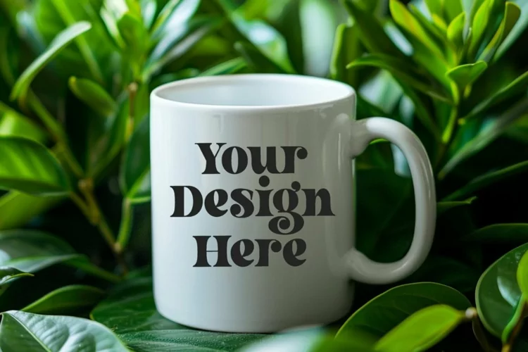 Green Nature Coffee Mug White Mockup