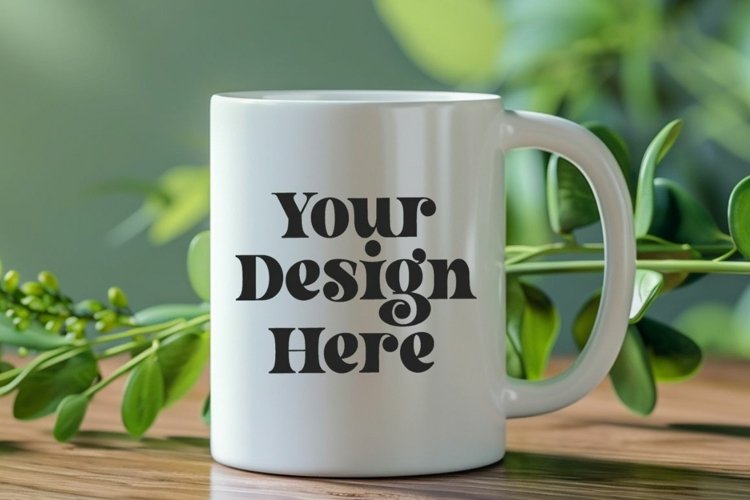 Green Nature Coffee Mug White Mockup
