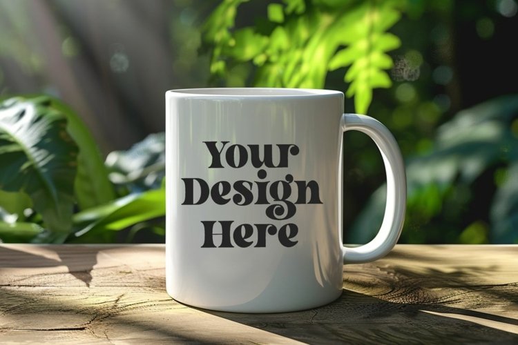 Green Nature Coffee Mug White Mockup example image 1