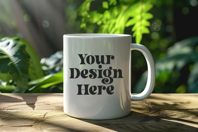Green Nature Coffee Mug White Mockup
