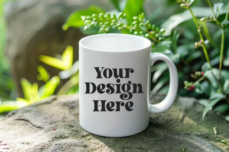 Green Nature Coffee Mug White Mockup
