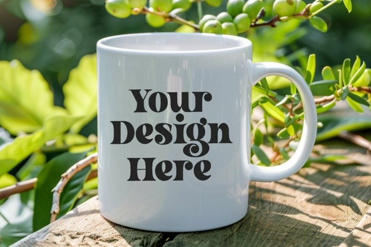 Green Nature Coffee Mug White Mockup