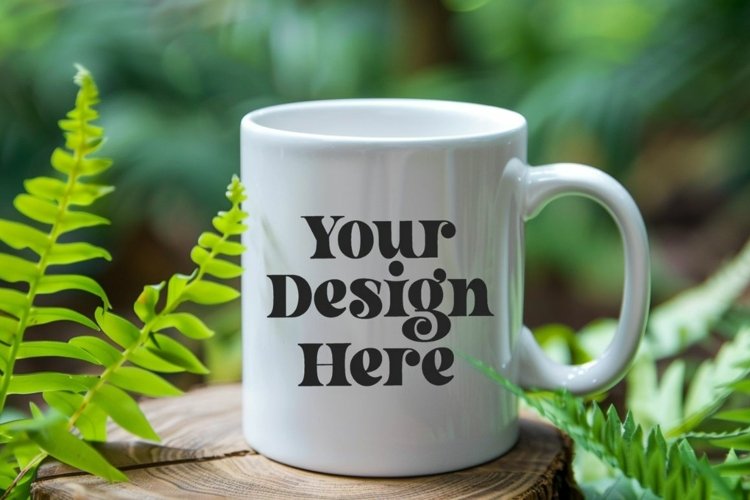 Green Nature Coffee Mug White Mockup