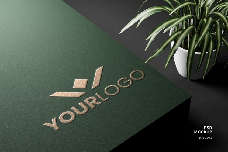 green papper plant luxury logo mockup psd