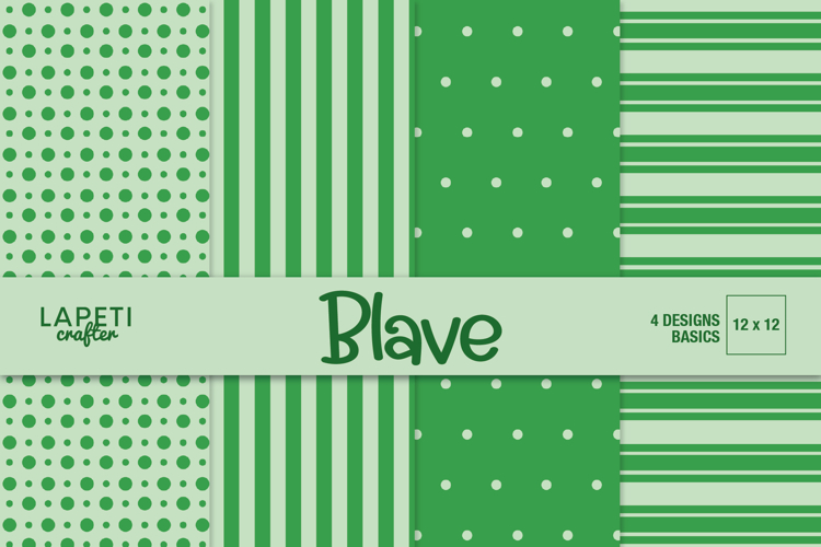 Green Digital Paper 12x12, Polka Dot and Stripes Backgrounds