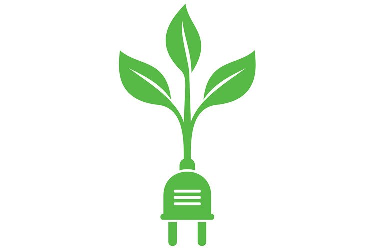 Green Energy Icon. Plant Growing from Plug example image 1