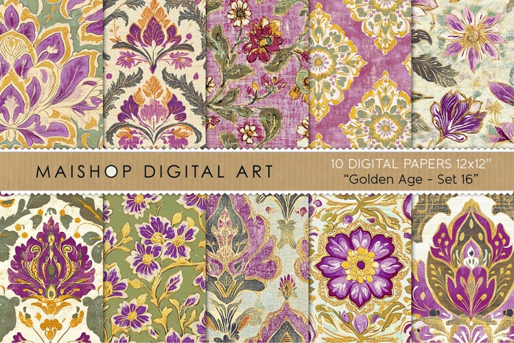 Green and Purple Boho Chic Floral Patterns example image 1