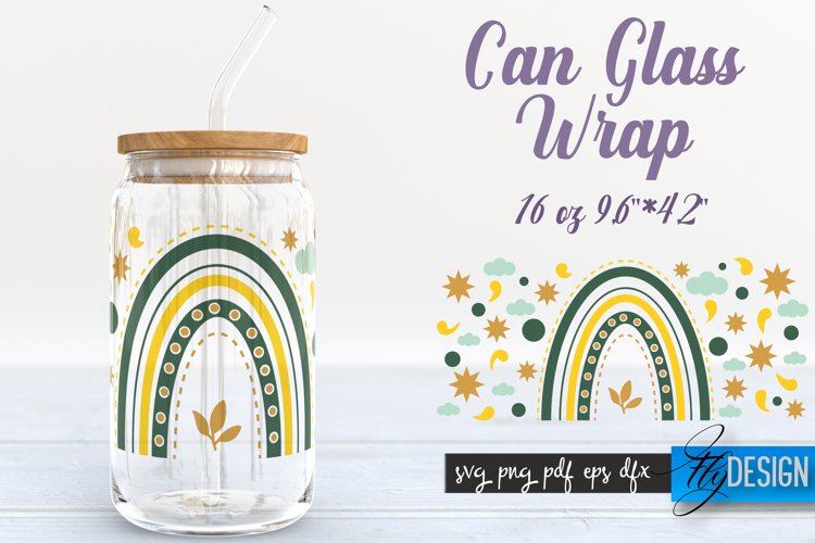 Can Glass Wrap Rainbow SVG | Rainbow SVG Design | Template