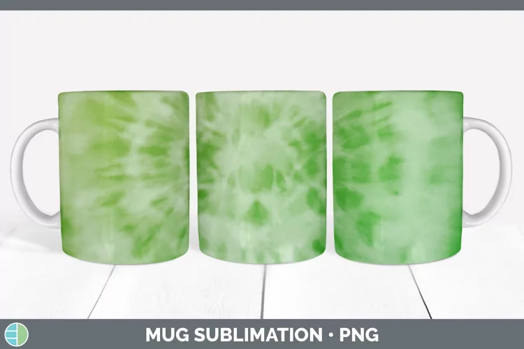 Green Tie Dye Mug Wrap | Sublimation Coffee Cup Designs