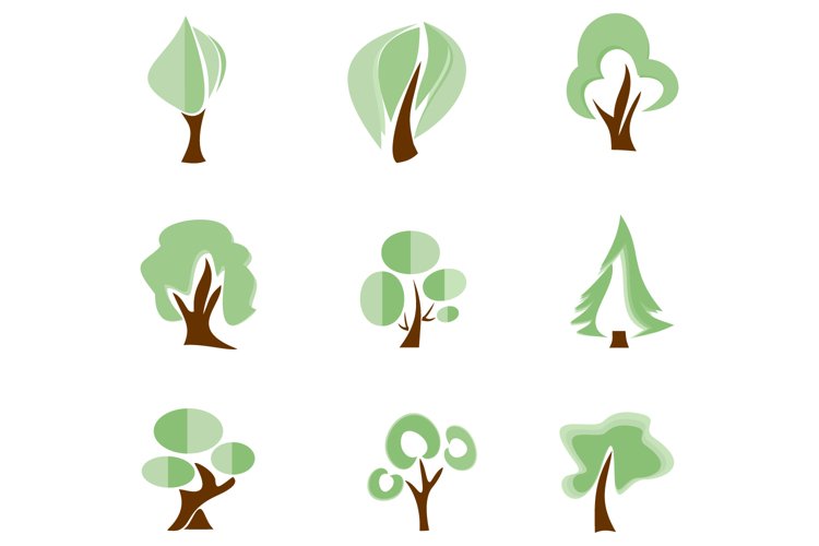 green trees of different types