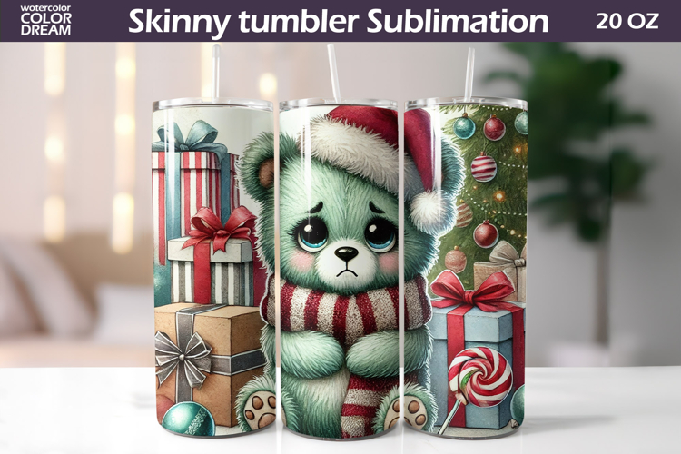 Christmas Green Animal Tumbler | Grumpy Bear Tumbler