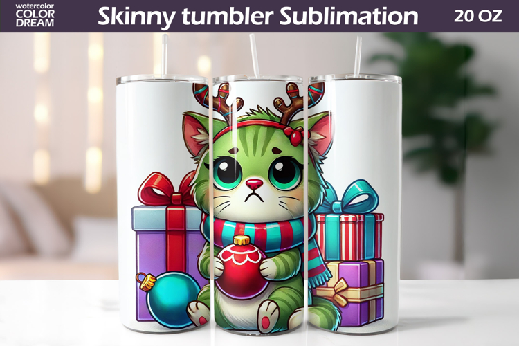 Christmas Green Animal Tumbler | Grumpy Cat Tumbler