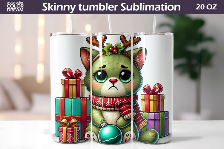 Christmas Green Animal Tumbler | Grumpy Cat Tumbler