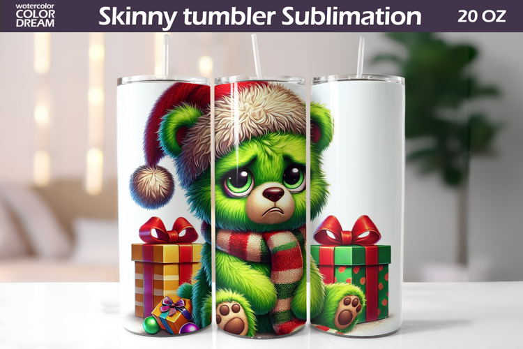 Christmas Green Animal Tumbler | Grumpy Bear Tumbler