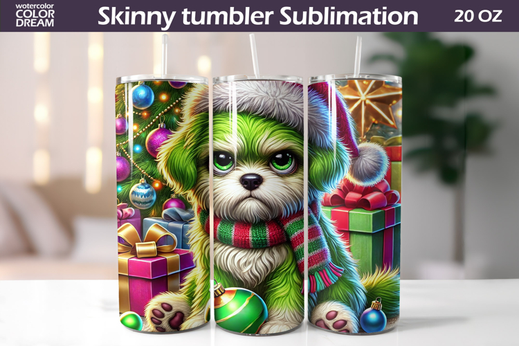Christmas Green Animal Tumbler | Grumpy Dog Tumbler