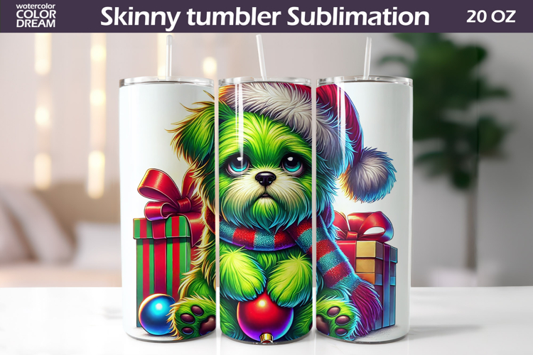 Christmas Green Animal Tumbler | Grumpy Dog Tumbler