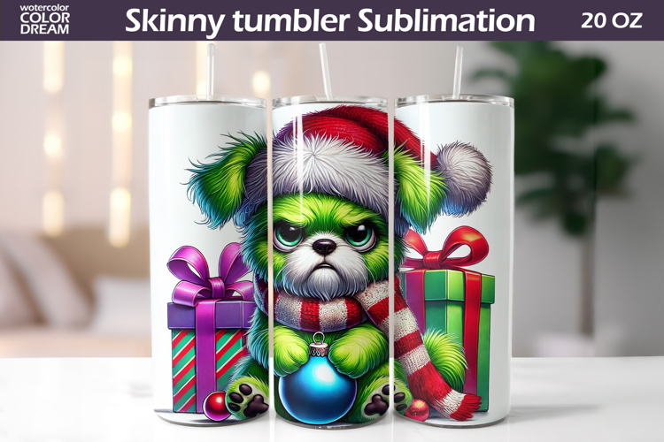 Christmas Green Animal Tumbler | Grumpy Dog Tumbler