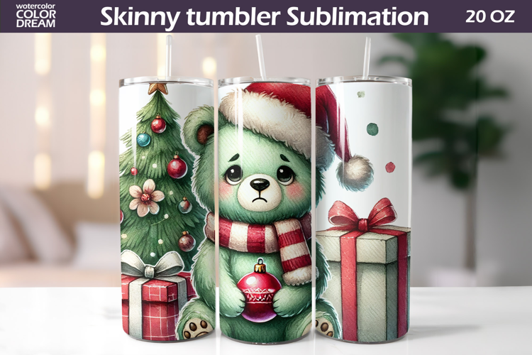 Christmas Green Animal Tumbler | Grumpy Bear Tumbler