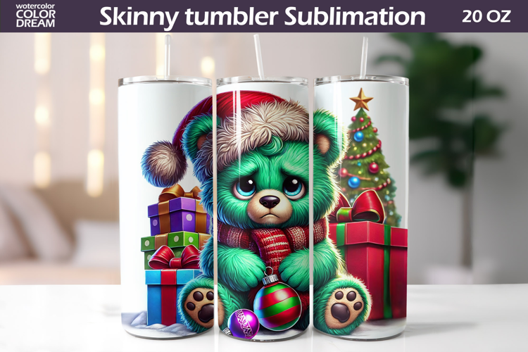 Christmas Green Animal Tumbler | Grumpy Bear Tumbler