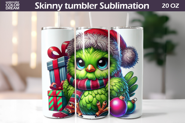 Christmas Green Animal Tumbler | Grumpy Bird Tumbler