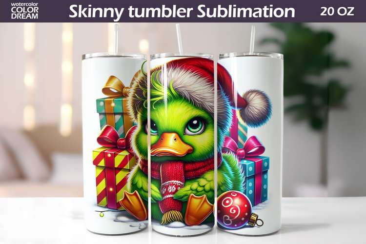 Christmas Green Animal Tumbler | Grumpy Duck Tumbler