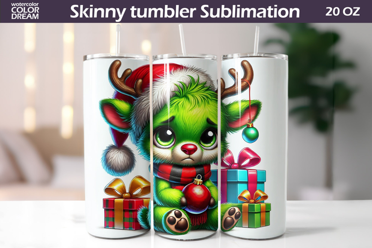 Christmas Green Animal Tumbler | Grumpy Deer Tumbler