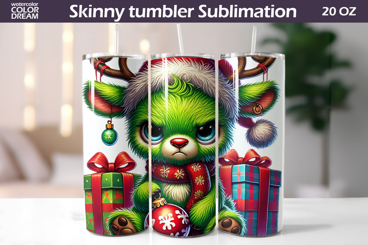 Christmas Green Animal Tumbler | Grumpy Deer Tumbler