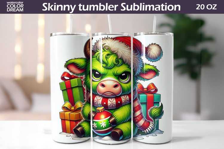 Christmas Green Animal Tumbler | Grumpy Cow Tumbler