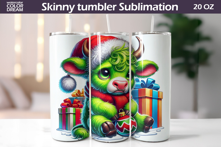 Christmas Green Animal Tumbler | Grumpy Cow Tumbler