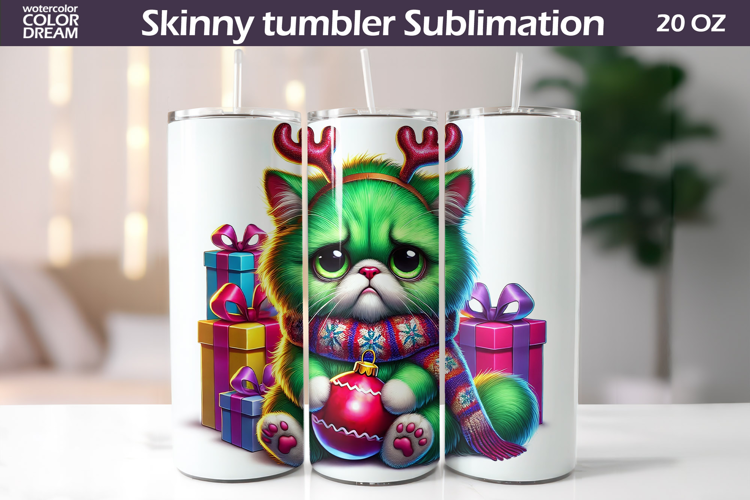 Christmas Green Animal Tumbler | Grumpy Cat Tumbler