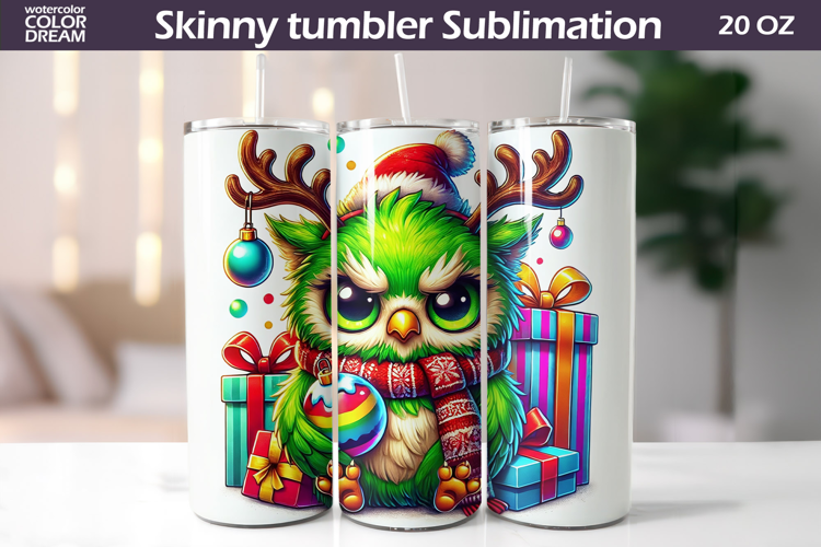 Christmas Green Animal Tumbler | Grumpy Bird Tumbler