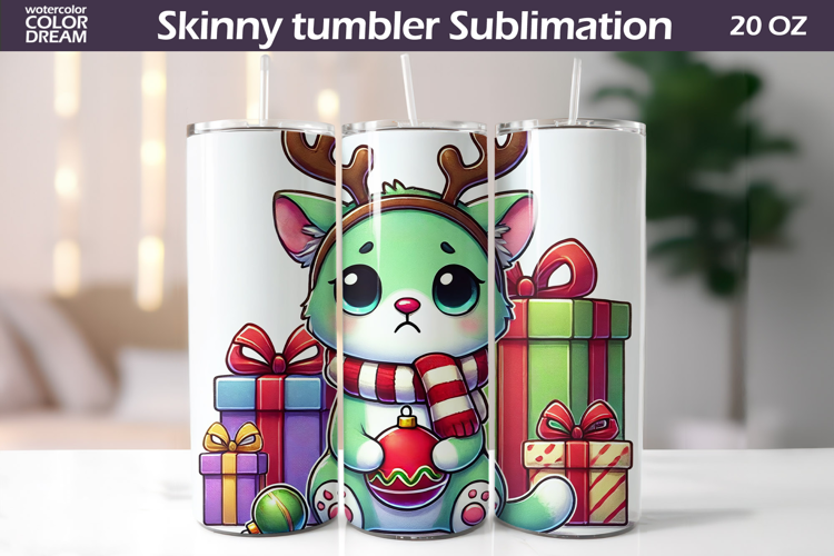 Christmas Green Animal Tumbler | Grumpy Cat Tumbler