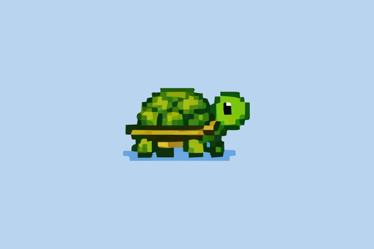 Green Turtle Pixel Art Design Vector