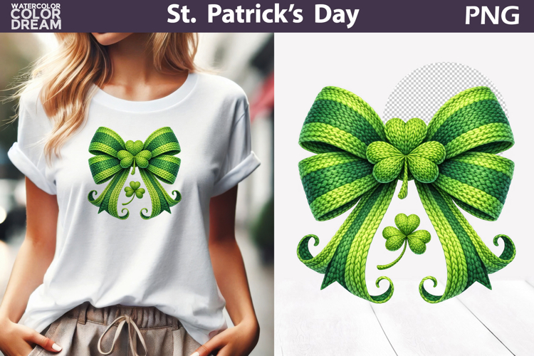 St. Patricks Day Bow Clipart | Bow Clover Sublimation