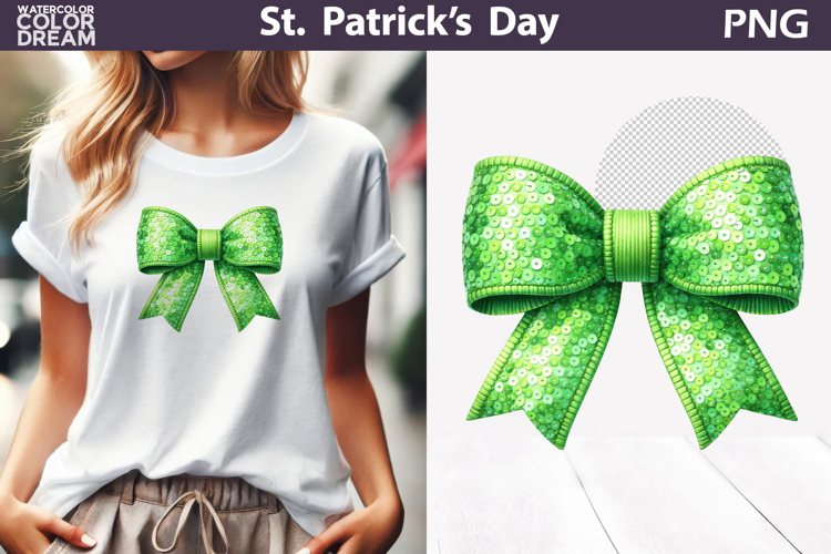 St. Patricks Day Bow Clipart | Bow Clover Sublimation