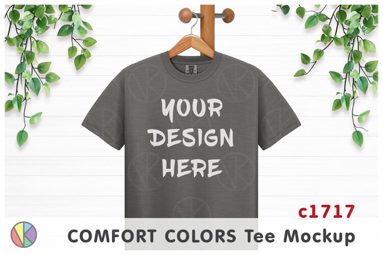 Grey Comfort Colors 1717 T-Shirt Mockup.