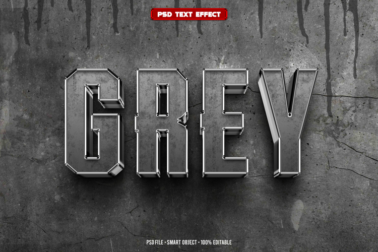 Grey 3D editable text effect